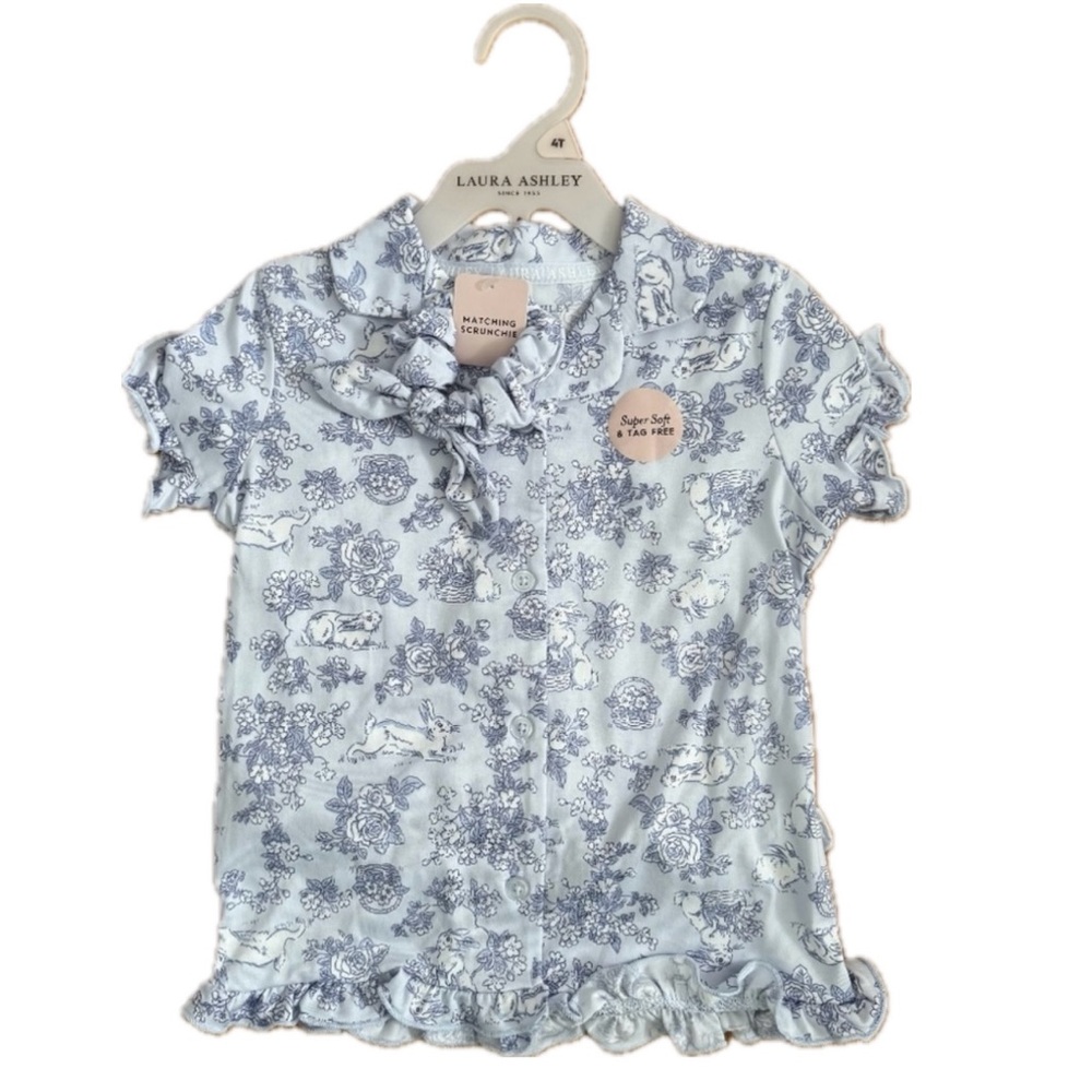 Laura Ashley SUPER SOFT Little Girl Easter Pajama Set w/Matching Scrunchie